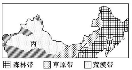 读"我国部分自然带分布图",回答15—16题.