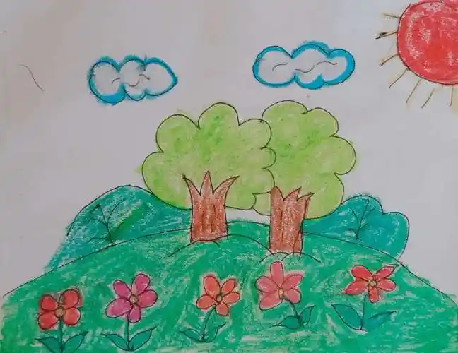 大(1)班孩子们以《春天到了》为主题,画一幅关于春姑娘的画,一起来