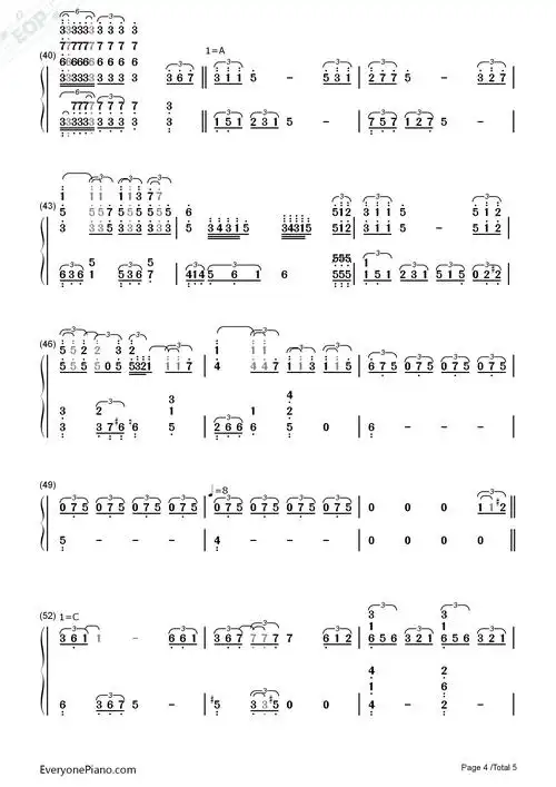 爱-莫文蔚双手简谱预览4
