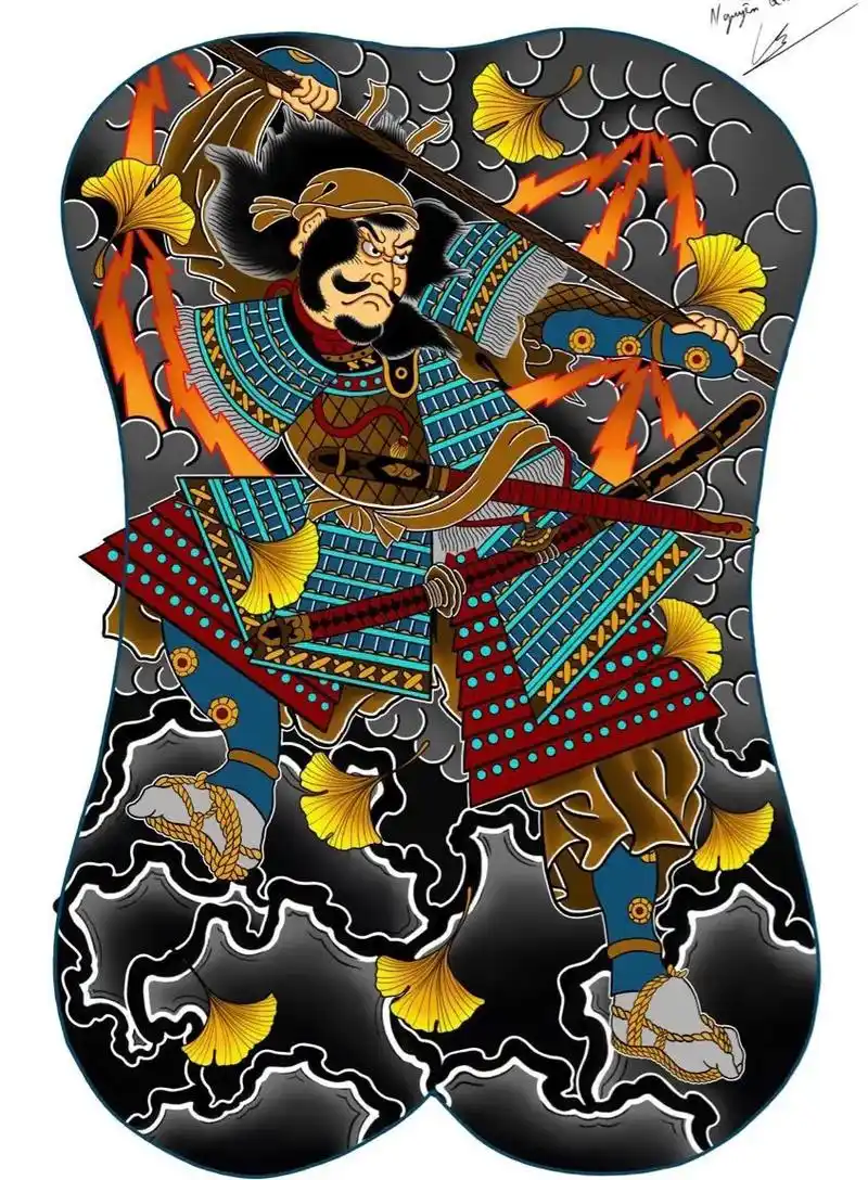 日式老传统老传统满背手稿素材仅供参考