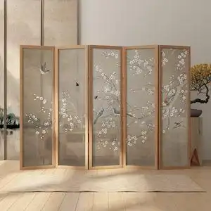 新中式实木平风屏风隔断客厅酒店遮挡玄关移动临时饭店隔断墙半截