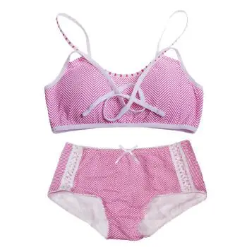 可娃衣 纯棉吊脖芭比款学生少女背心文胸套装(背心 底裤)fa006/sb002