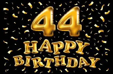 矢量金色 44 数字四十四金属气球.党的装饰金色气球.