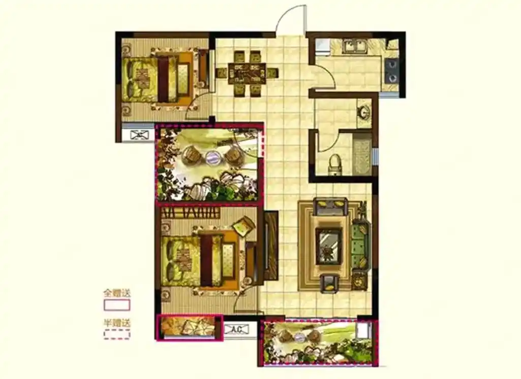 书香名府89平小三室,加赠送面积105平户型方正,业 - 抖音