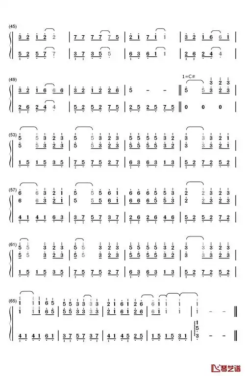 庐州月完美版钢琴简谱-数字双手-许嵩  vae3