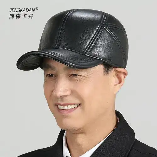 男士真皮鸭舌帽秋冬季头层牛皮棒球帽休闲户外潮流皮帽子冬