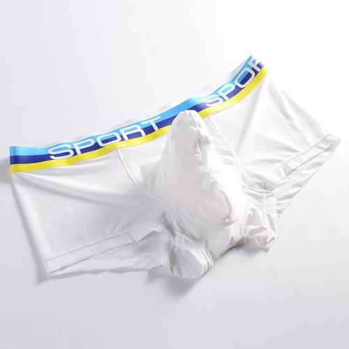 自然凸冰丝平角裤男士枪弹式分离内裤透气宽松个性短裤性感阴囊托