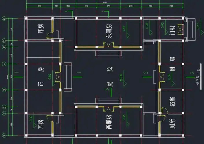 二进院标准四合院平面图