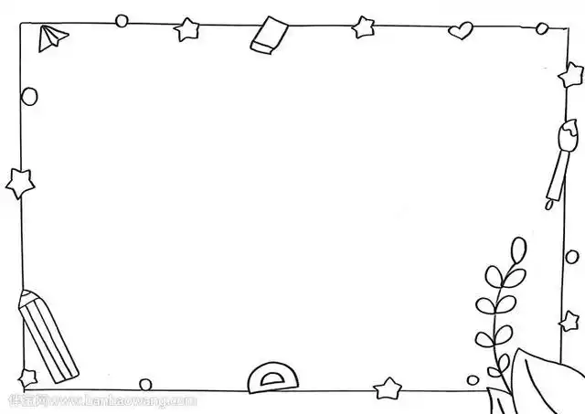 顺着手抄报的边缘画上花边,在花白上画上五角星,纸飞机,铅笔等装饰,在