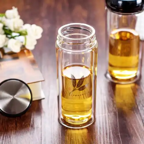 惠尔雅双层加厚玻璃杯定制logo水杯印字礼品杯子订做刻字广告茶杯