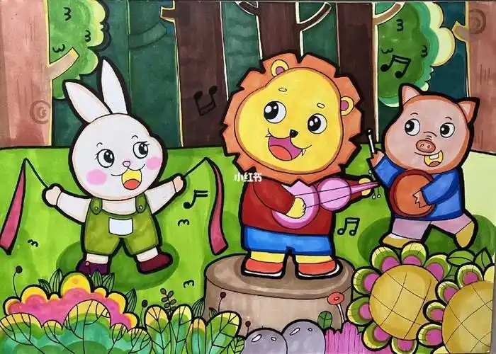 儿童主题画森林音乐会78