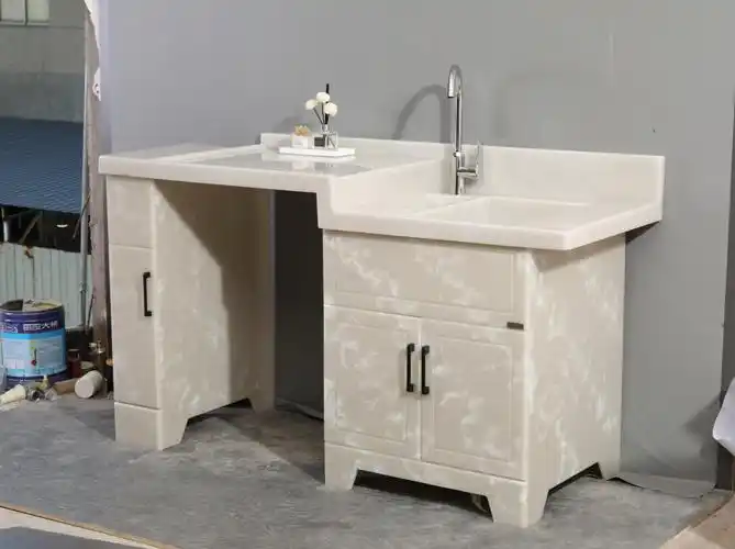 厂直销玉石洗衣柜 阳台洗衣台盆家用石材洗衣池一体组合洗衣机柜 玉石