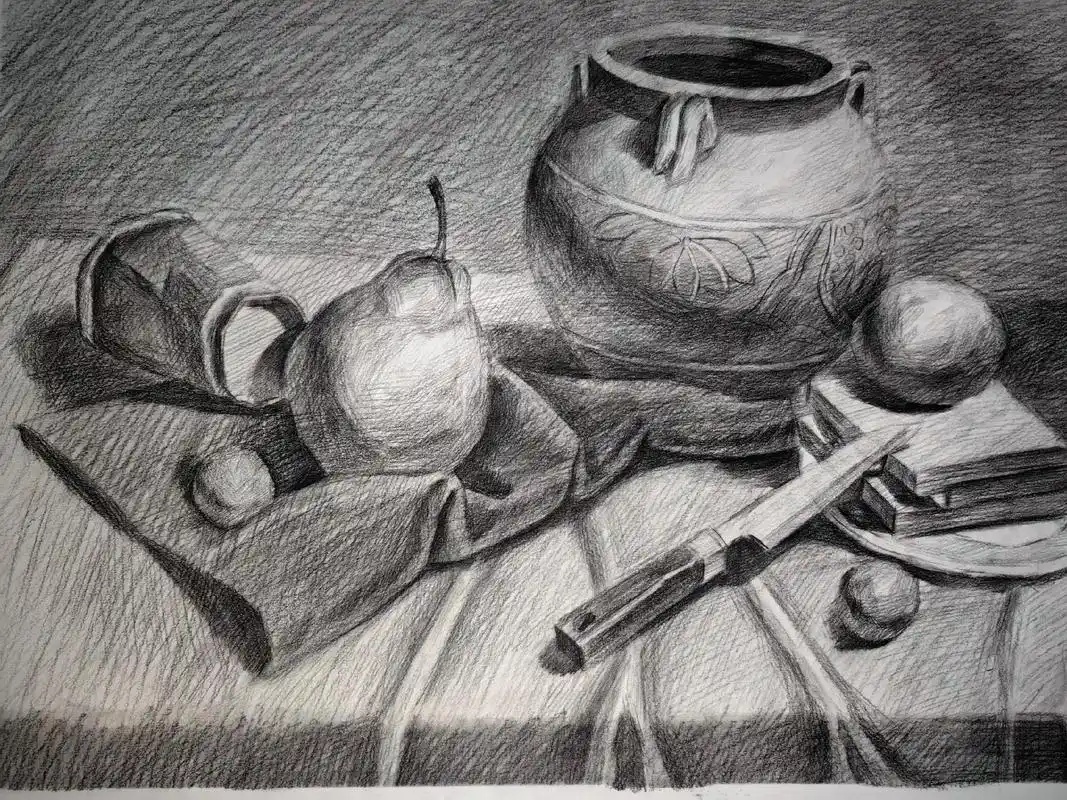 孔特同学的画作99中考加油05#素描静物 #加油少年未来可期 - 抖音