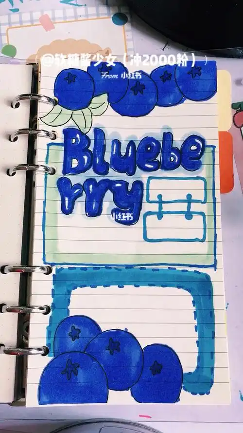 蓝莓手帐边框素材