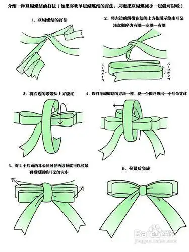 下面附图教你怎么打出好看的蝴蝶结,双层的哦.