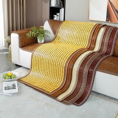 麻将凉席夏季沙发垫可折叠客厅防滑冰丝坐垫万能通用实木竹席定制