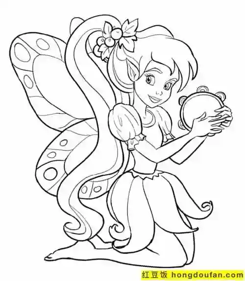 12张完美的漂亮公主仙女天使涂色图片免费下载-红豆饭小学生简笔画