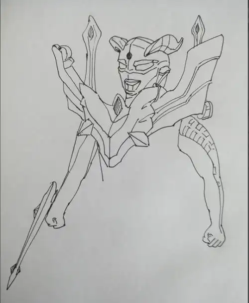 教你一步一步画赛罗 左边这只是侧面所以画得瘦一