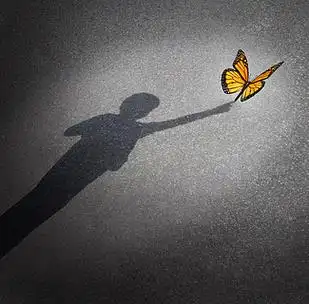 阴影的宏观照片样式在蓝色背景的与文本的空间明信片布局自然植物图片