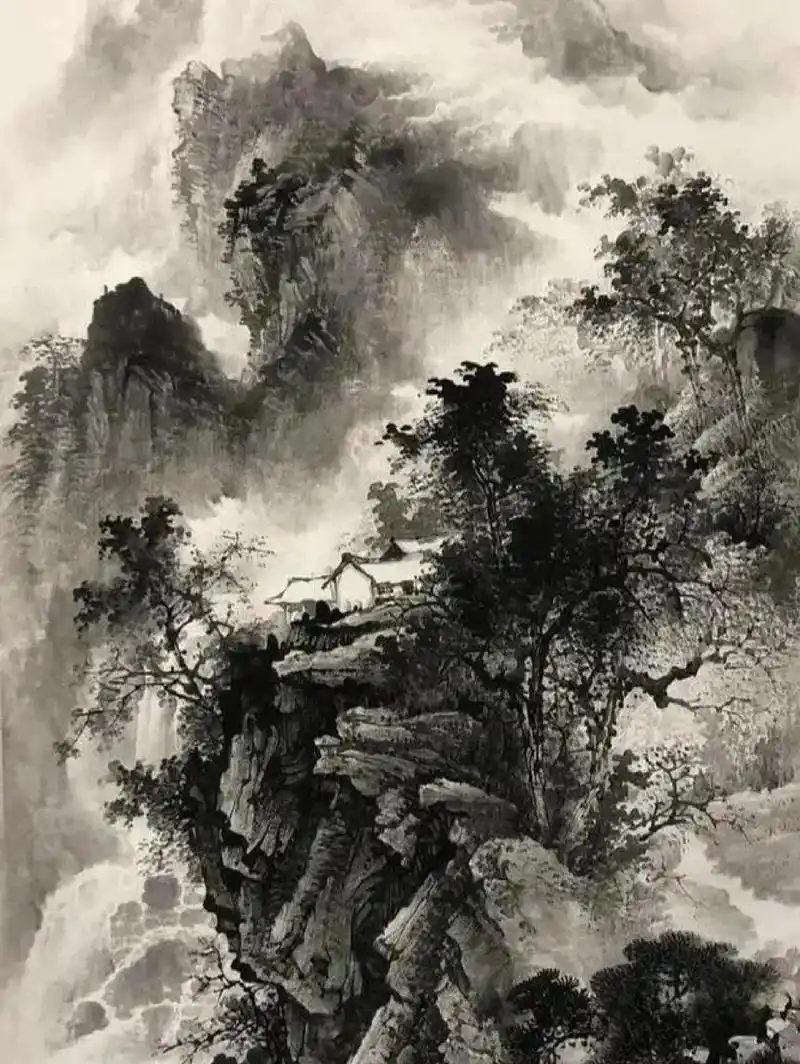 看到一副优秀中国画山水黑白魅力艺术无国界  美积累