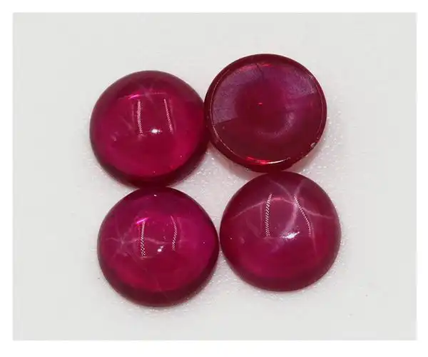 梧州人工合成红宝石工艺品 人造裸石 圆形形星光石批发红刚玉