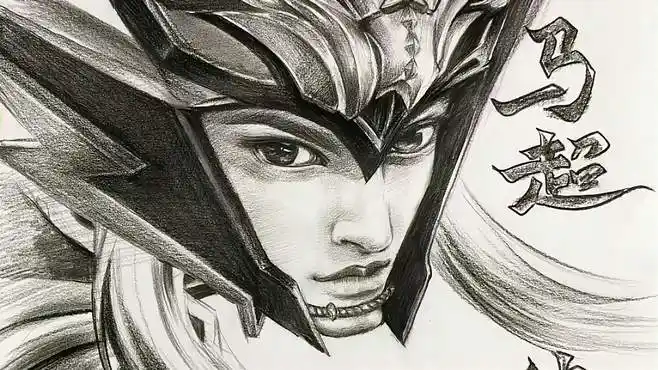 手绘帅气神威马超素描过程
