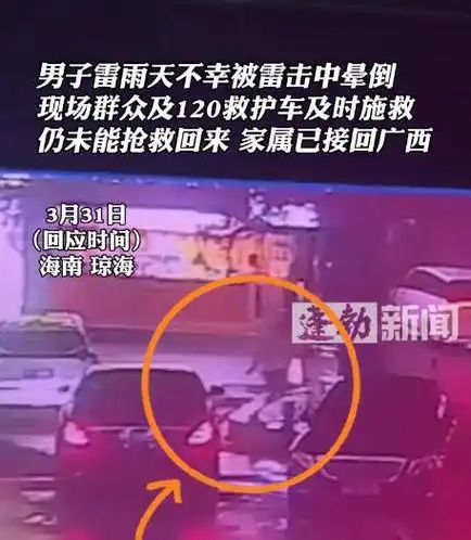 海南旅游遭雷击男子不幸身亡监控拍下事发瞬间家属已接回广西