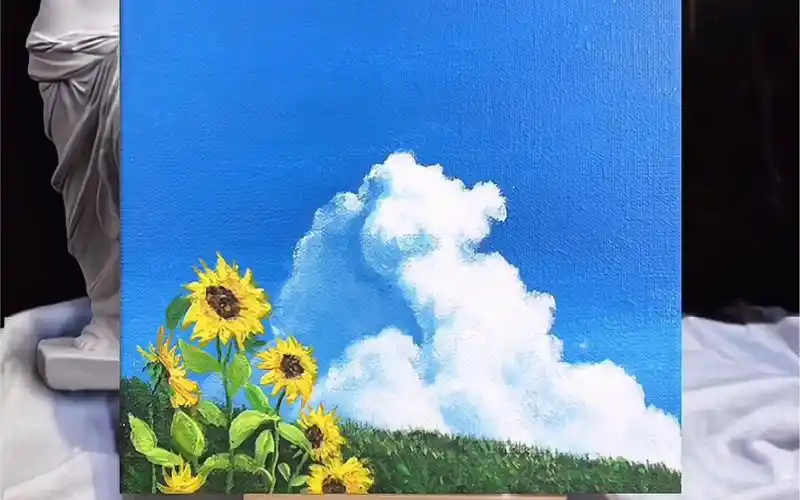 【丙烯画】阳光下的向日葵教程