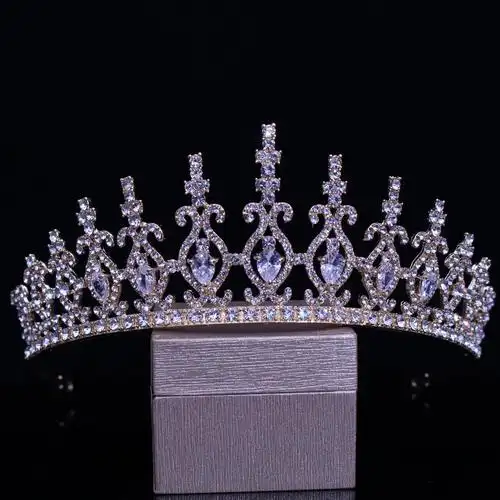 奢华精致锆石女王皇冠水钻婚纱头饰超仙生日发饰