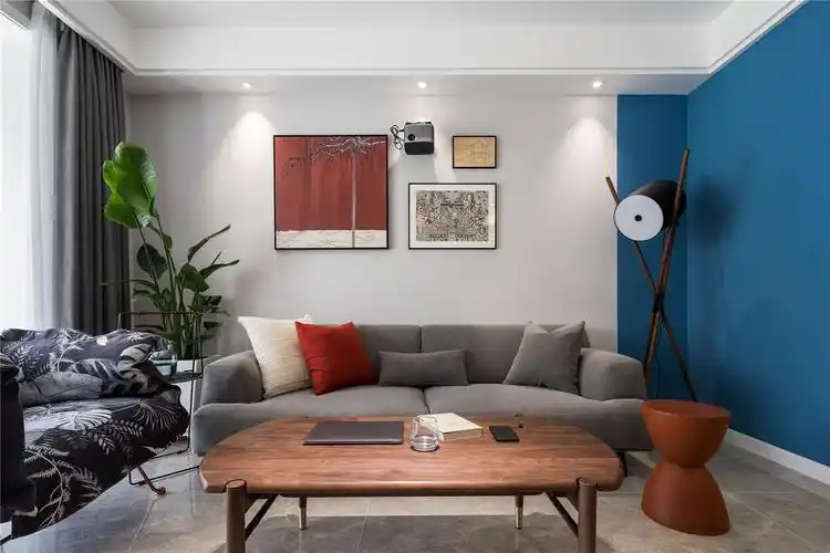 80㎡北欧风二居沙发背景墙装修效果图