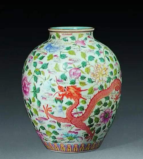 【清嘉庆 粉彩龙凤牡丹纹罐】拍卖品_图片_价格_鉴赏_清代粉彩瓷器