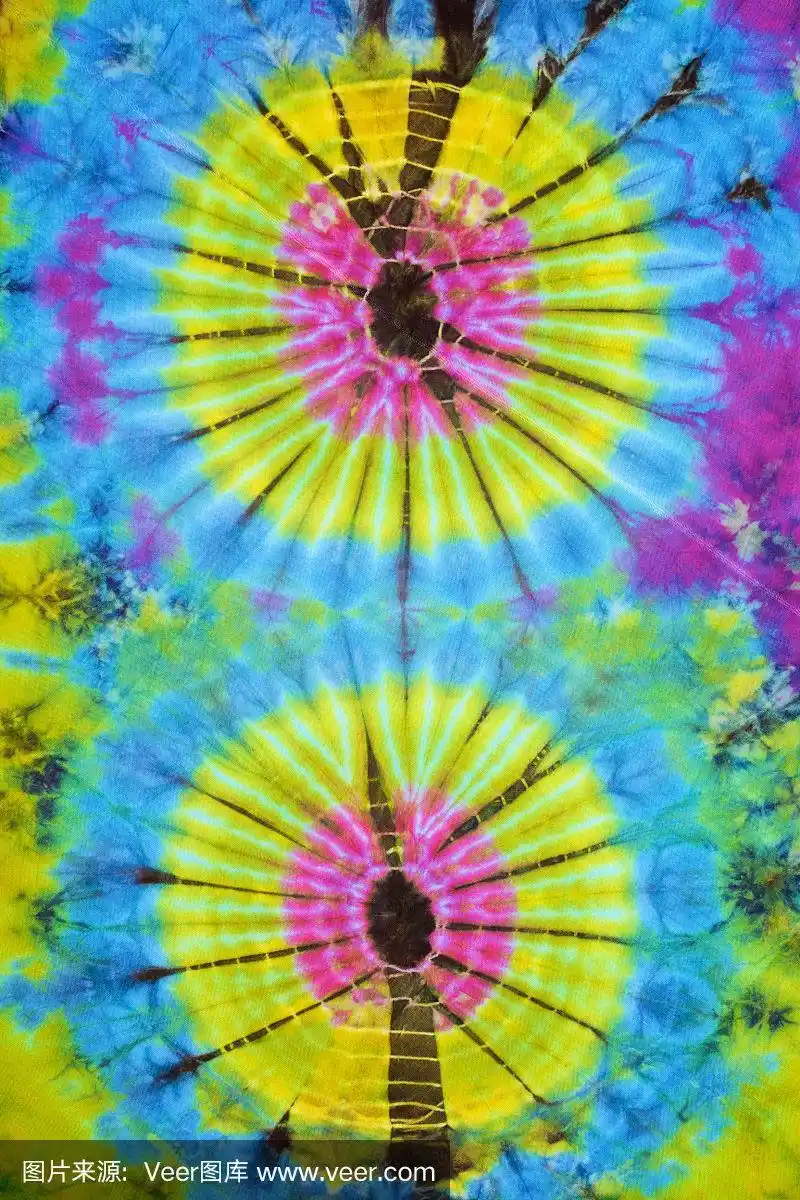 近距离拍摄的扎染织物纹理背景