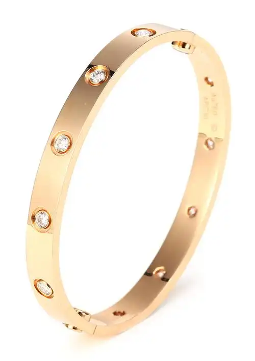 手镯/手链】cartier(卡地亚) 玫瑰金love系列10钻手镯 16#【正品 价格