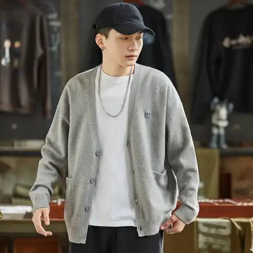 5折价1699元唐狮春季新款潮牌开衫毛衣男外穿韩版针织衫港风复古宽松