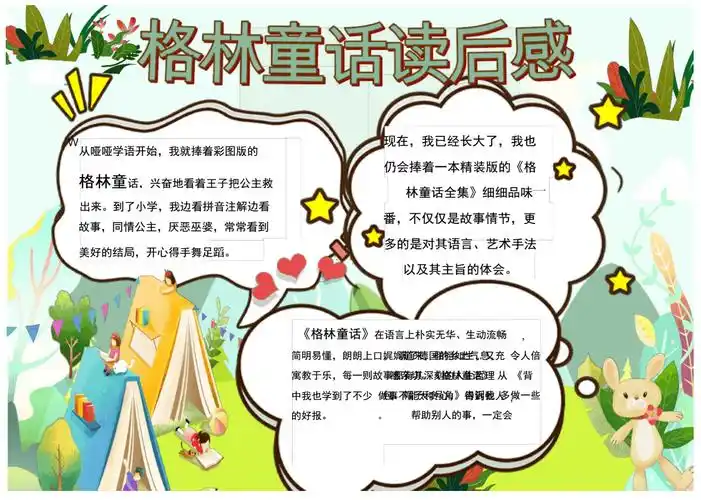 卡通格林童话读后感名著阅读小报22.docx
