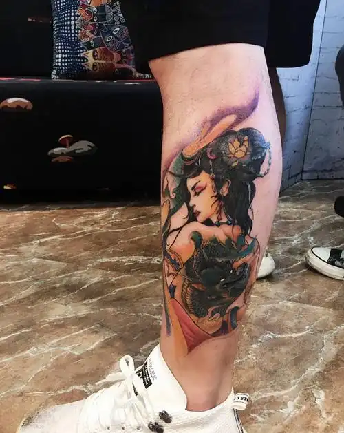 龙姬纹身图片_腿部新传统纹身图案(2)_江苏省南京市纹身店-果纹画刺青