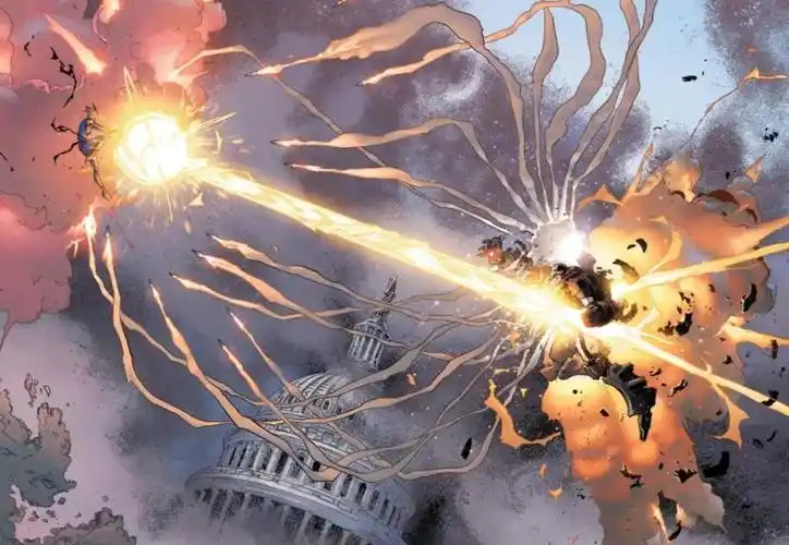 原作中的惊奇队长,曾经一拳击毁钢铁侠远比"反浩克装甲"强大的多的