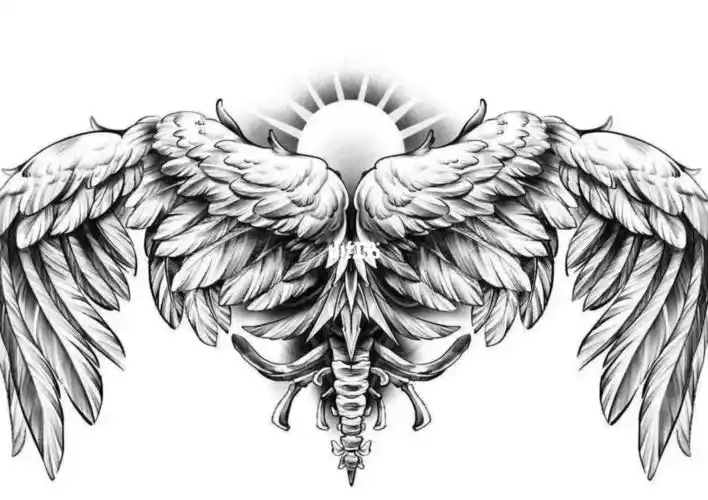 翅膀纹身手稿