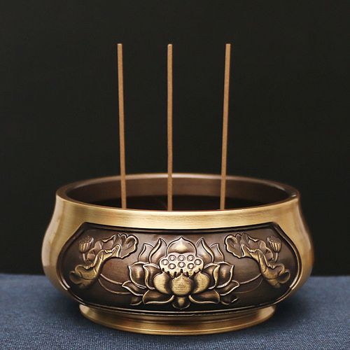 香炉纯铜家用莲花供奉插香供佛大号宣德炉熏香炉香薰炉烧香焚香炉