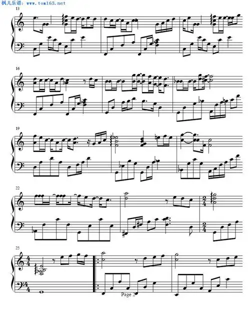 forever love 钢琴谱 五线谱—王力宏