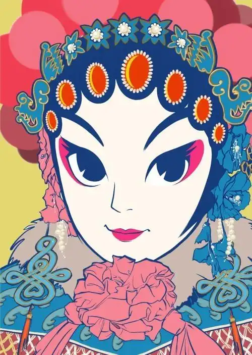 京剧脸谱女花旦儿童画