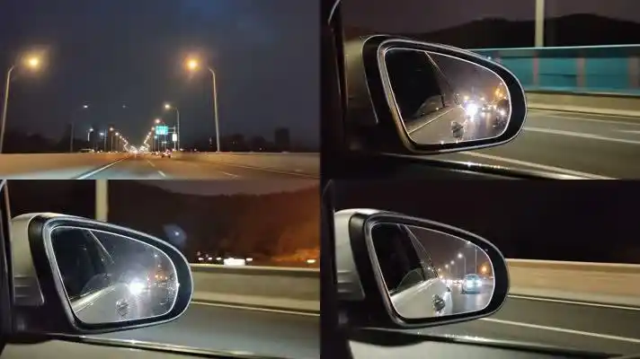 夜间行车劳累一天下班途中反光镜车视频素材