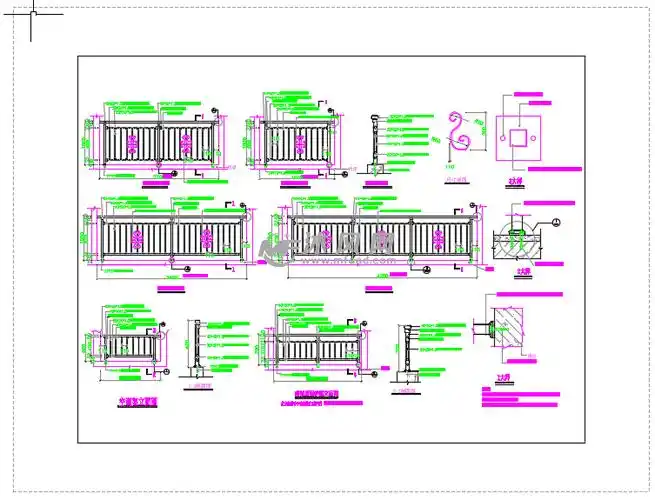 护栏立面图阳台护栏立面图图纸描述小区高层锌钢组装式阳台栏杆图纸