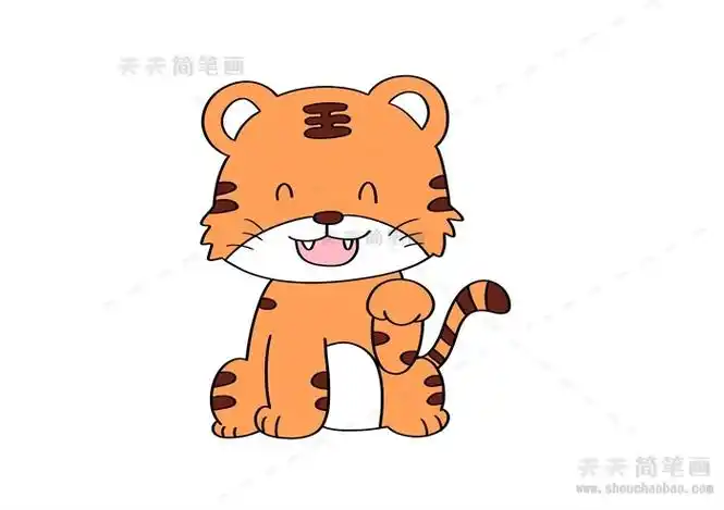 呆萌的小老虎怎么画,7一9岁儿童画老虎简笔画 - 天天手抄报