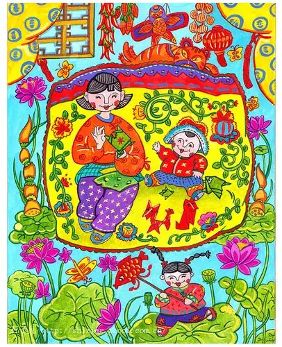 手绘民俗绘本~兜兜飞~|插画|儿童插画|石子儿绘本工作室_原创作品