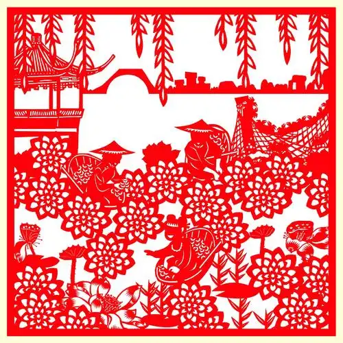 江苏非遗金坛刻纸纸上生花刻画江南水乡农耕场景