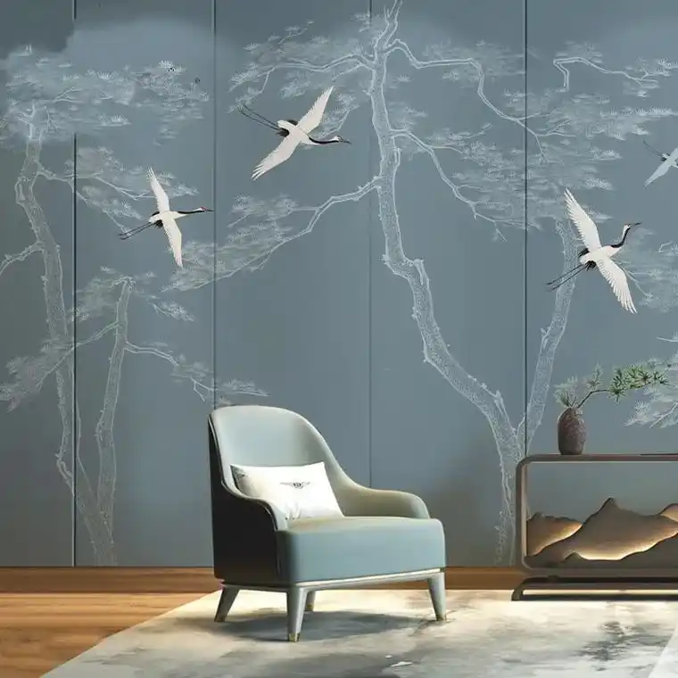 手绘刺绣墙布墙纸壁画背景墙装修