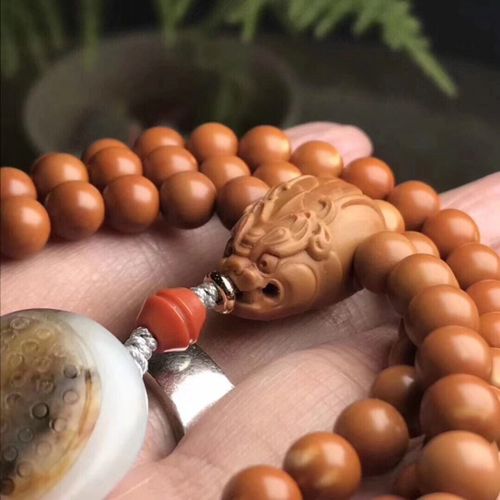 橄榄核貔貅三通皮休佛头招财一体佛塔手串配饰串文玩把玩橄榄核雕