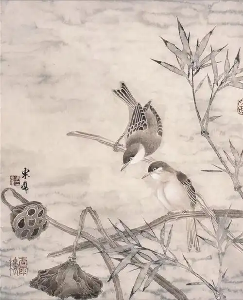 同时期的花鸟画也盛极一时,其为工笔设色,水墨淡彩,没骨等多种画法.