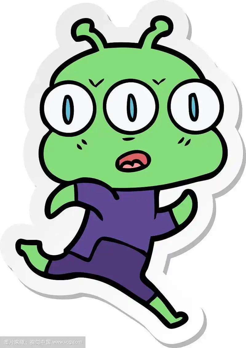 卡通三眼外星人贴纸